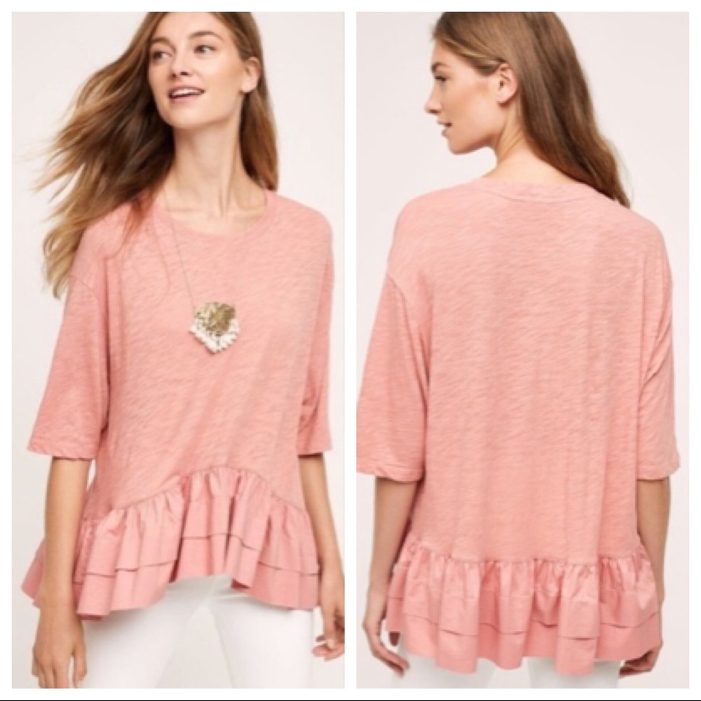 Anthro Akemi & Kin Rose Cascade Ruffle Top  XS NWT - Picture 2 of 8